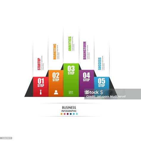 3d Business Infographic Vector Illustration With Vertical Tabs Stock