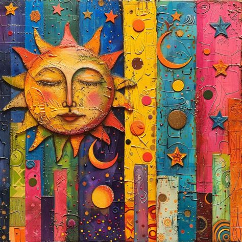Sun Moon Over City Art Free Stock Photo - Public Domain Pictures