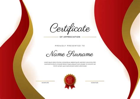 Red Gold Certificate Achievement Border Template Luxury Badge Modern