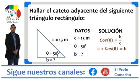 Encontrar el cateto adyacente en un triángulo rectángulo mediante la