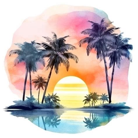 Premium Photo | Tropical sunset with palm trees