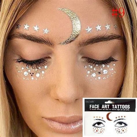 Pack Gesicht Tattoo Aufkleber Bling Bling Schmuck Gesicht Augen Sterne