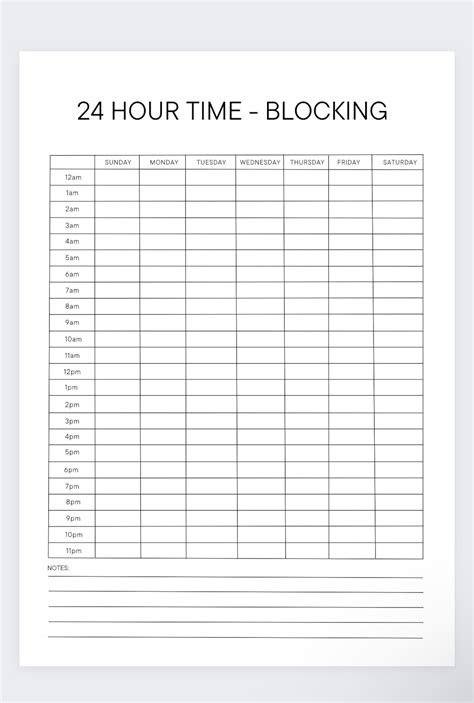 Hour Time Blocking Weekly Planner Weekly Schedule Hourly Schedule