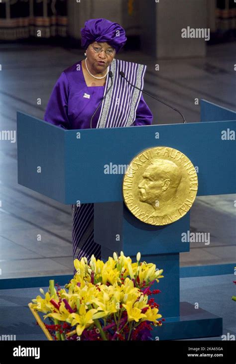 OSLO 20111210. Nobel Peace Prize 2011. Peace Prize laureate Ellen Johnson-Sirleaf during her ...