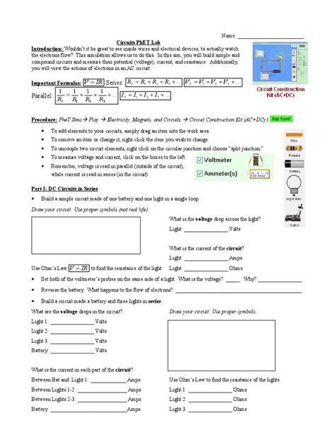 Circuits PhET Lab | Series And Parallel Circuits | Electrical ...