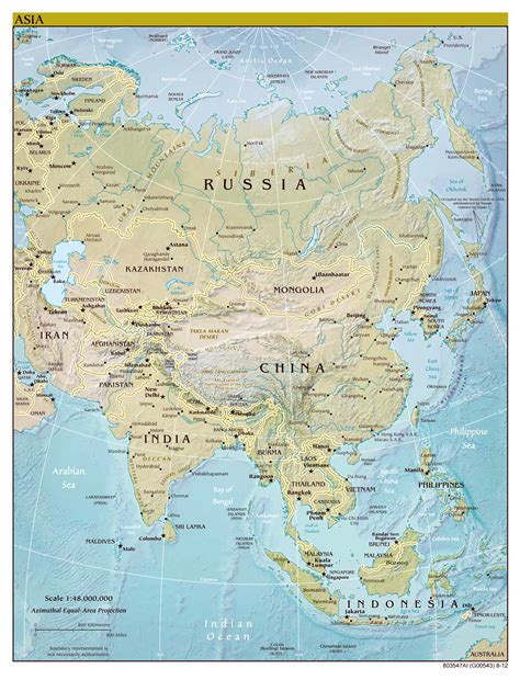 Mapa político a gran escala de Asia, con alivio y capitales - 2012 ...