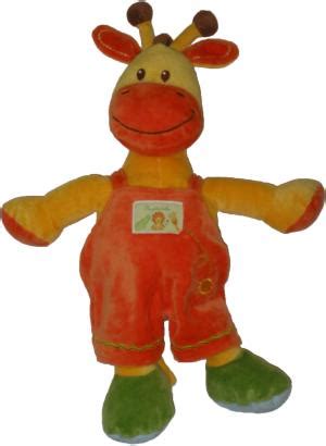 Doudou Peluche Girafe Jaune Salopette Orange Ma Petite Tribu Grand