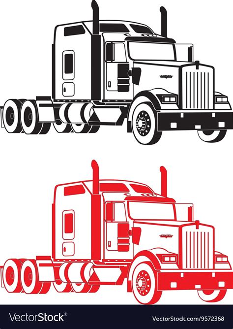 Kenworth W900 Semi Truck Royalty Free Vector Image