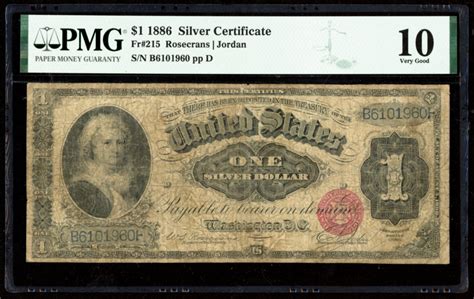 1886 1 One Dollar U S Silver Certificate Large Size Bank Note Pmg 10 Pristine Auction