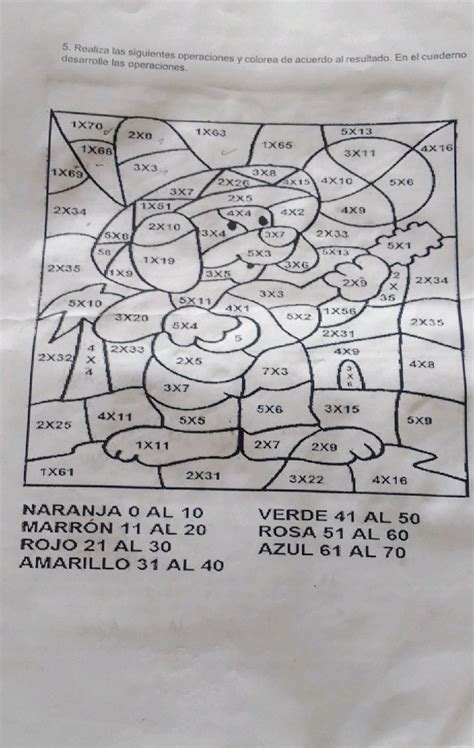 5 Realiza Las Siguientes Operaciones Y Colorea De Acuerdo Al Resultado En El Cuaderno