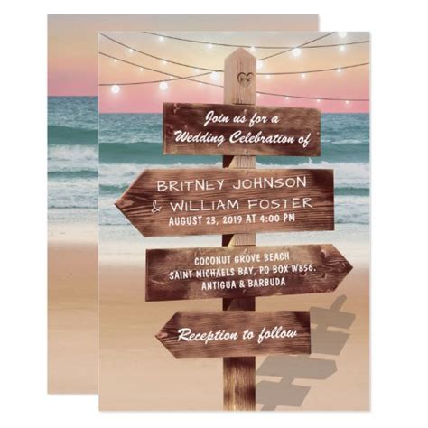 Sunset Beach Tropical Destination Wedding Invitation