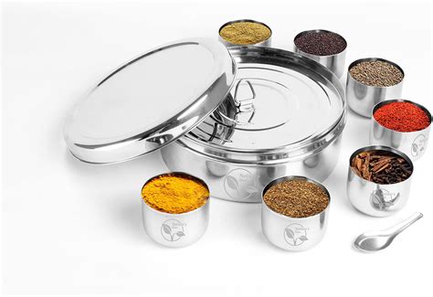 Amazon Stainless Steel Masala Dabba Spice Box Spice Containers