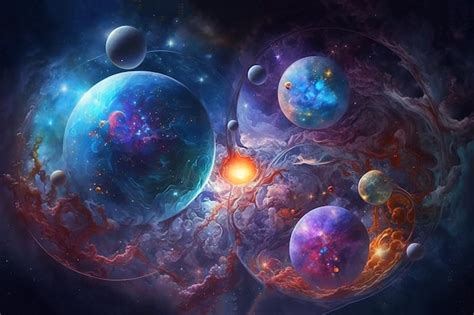 Premium AI Image | A painting of planets in space with the sun shining ...