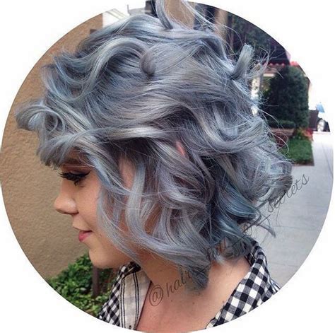 Beautiful blue grey hair by Aveda Color. Silvery Blue Hair, Black And ...