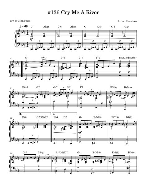 Cry Me A River Arr John Fries By Richard Browne Sheet Music For Piano Solo At Sheet Music Direct