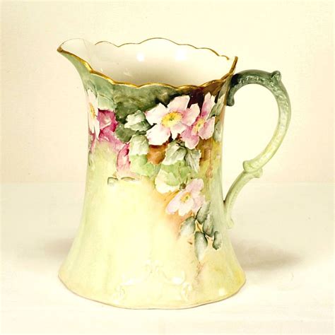 Antique Hand Painted Porcelain Pitcher National China Company Pitcher