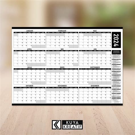 📆 Kalendar Dinding Tahunan Saiz A1 Super Large Wall Poster Calendar