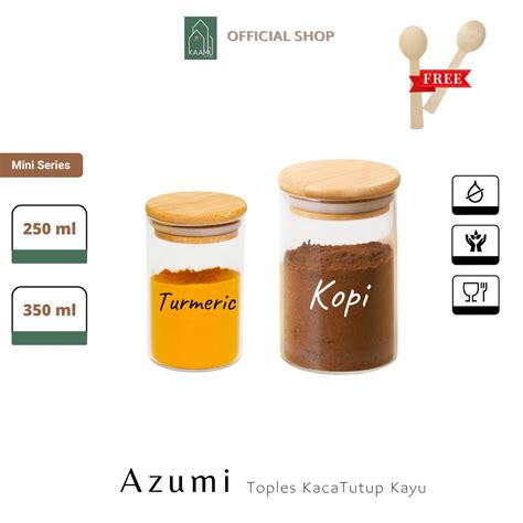 Jual KAAMULIVING Azumi Toples Jar Bumbu Dapur Tutup Kayu Bambu Bamboo