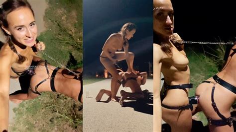 Teen Girl Hardcore Straps On Guy With Huge Dildo With Moans On A Leash Public Outdoors Pegging