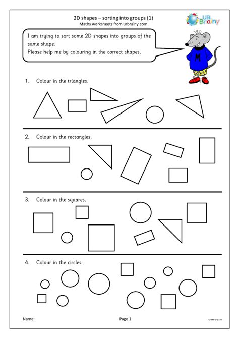 2d Shape Sorting Worksheet