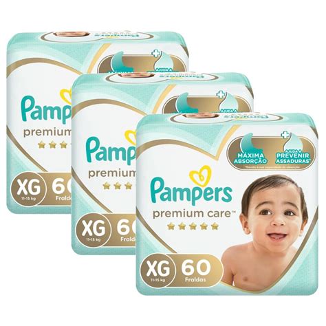 Kit 3 Fraldas Pampers Premium Care Nova Jumbo Tam Xg 60 Un Submarino