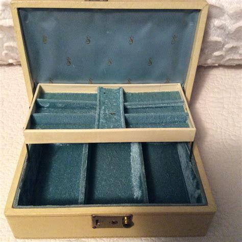 Vintage Medium Yellow Jewelry Box 2 Tier Blue Satin 1960s – Haute Juice