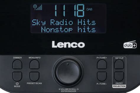 Lenco CR 615BK Clock Radio Time Projection FM DAB