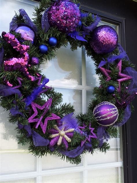 Items similar to Gorgeous Purple Christmas Wreath - ready to ship - Glitter holiday wreath - Non ...