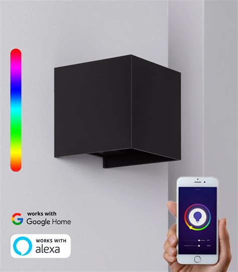 Aplique De Pared Wifi Led Interior Y Exterior Rgbw W Smartfy