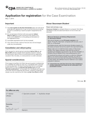 Fillable Online Cma Quebec Application For Registration For The Case