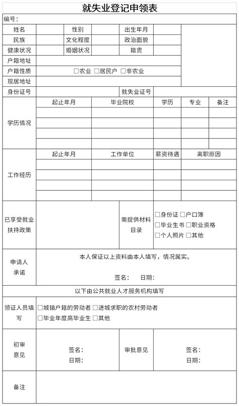 就失业登记申领表官方电脑版51下载