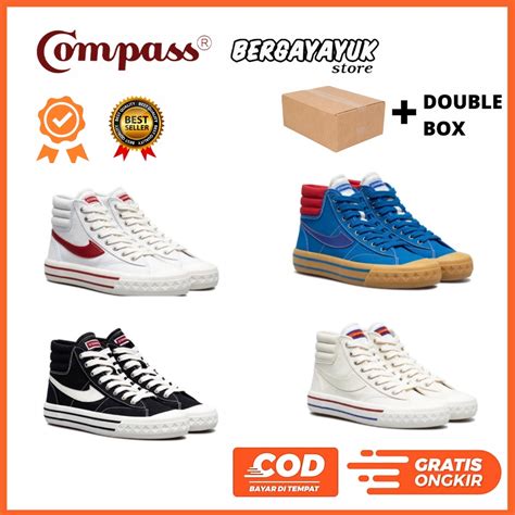 Jual Sepatu Compass Retrograde High Black White Cream White Red Blue Gum Original Bnib