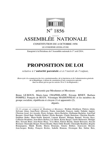 PDF Proposition de loi relative à lautorité parentale et à lintérêt