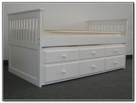 Captains Bed Twin With Twin Trundle And Drawers In White - Beds : Home ...