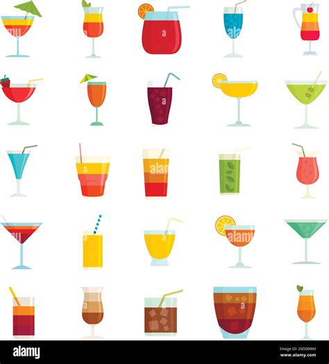 Cocktail Icons Set Flat Vector Isolated Stock Vector Image And Art Alamy