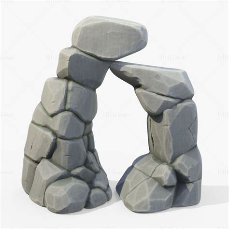 Stylized Rock Cliff Stone Gate D Model