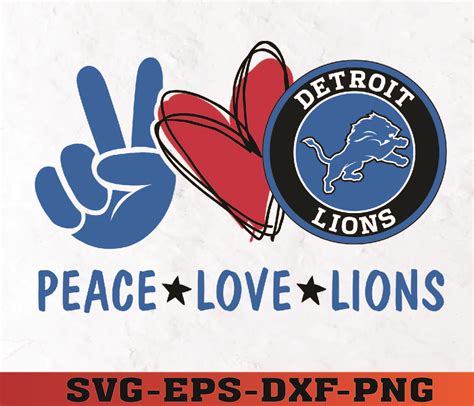 Peace love with Detroit Lions Svg, Football Logo Svg,Png,Eps - Inspire ...