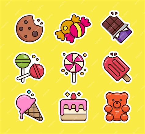 Premium Vector Candies And Sweet Food Cute Sticker Set