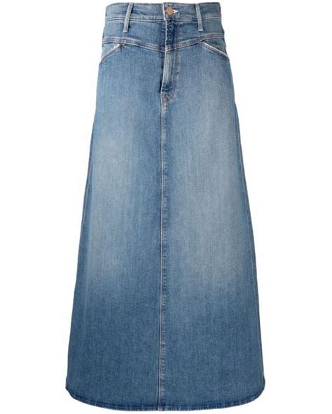 Mother Flared Denim Maxi Skirt In Blue Lyst