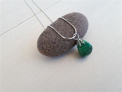 Malachite pendant necklace - Raw Malachite necklace crystal jewelry ...