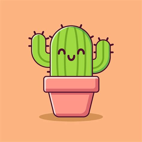 Premium Vector Vector Cactus In Pot Cartoon Illustrator