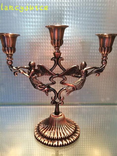 Bronze Metal Candle Holder 3 Arms Candle Stand Exquisite Europe Candle ...