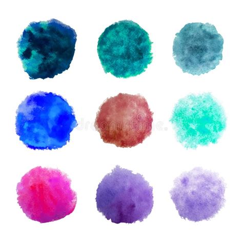 Rainbow Colors Watercolor Paint Stains Vector Backgrounds Set Isolated