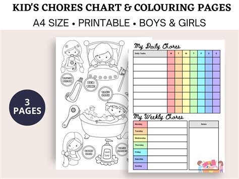 Kids Chores Chart Printable Printable Kids Chores Chart & Colouring ...