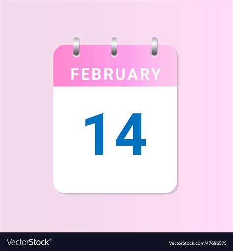 Day of 14th february daily calendar of february Vector Image