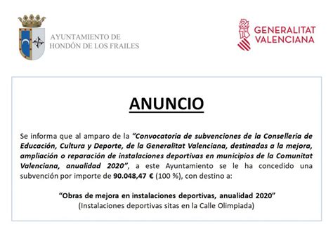 Concesi N Subvenci N Convocatoria De Subvenciones De La Conselleria De