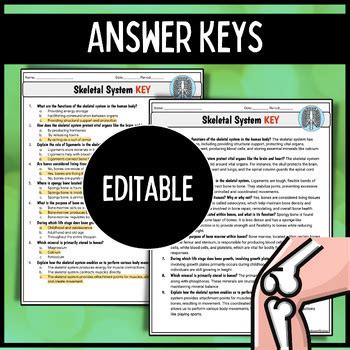 Skeletal System Reading Passage Comprehension Question Worksheet