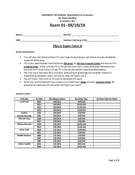 Exam 1 Econ 302 Exam 1 Econ 302 University Of Illinois Department