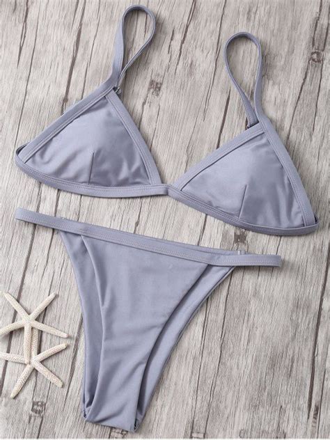 25 OFF 2021 Padded Spaghetti Straps String Bikini Set In GRAY ZAFUL