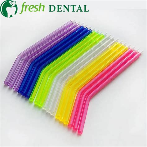 100pcs Dental Disposable Three Way Syringe Tips 3 Way Air Water Syringe Colorful Spray Nozzles